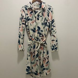 Target A New Day Abstract Floral Button Down Midi Dress White Multicolor M